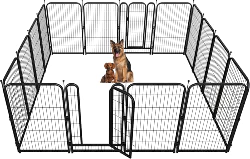 Metal Dog Playpen, 45" Inch Height 16 Panels, Large Dog Fence for Large/Medium/Small Dogs Indoor & Outdoor Bliss, Perfect Dog Pen for Camping, Yard and RV | Black-Silver - size: 45"High, style: 16 Panels