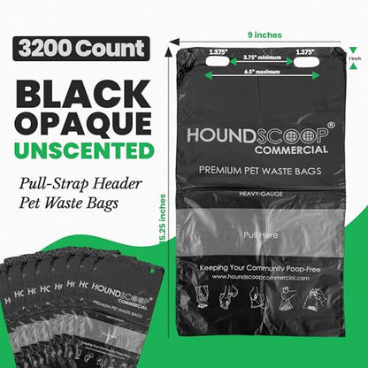 Case of 3200 Pull-Strap Header Pet Waste Bags, 32 Header Packs of 100 Bags, Commercial Dog Waste Station Bags HOA, Residential, XL and Strong, Easy Single Pull for Poop Station Dispensers - size: 3200 Count (Pack of 1)