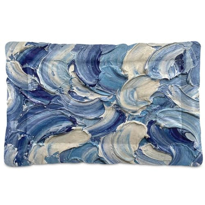 Ocean Waves Pattern Pet Bed Mat for Dogs and Cats, Soft Washable Crate Pad with Non-Slip Bottom, Cozy Bed Cushion for Small Medium Large Pets, 24x36 Inch - size: Medium