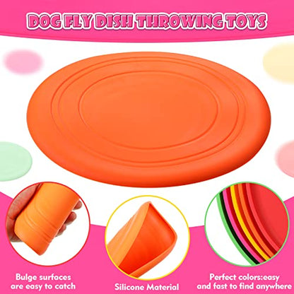 Chivao 15 Pack Dog Flying Disc Silicone Puppy Flyer Toy Soft Dog Floating Saucer Indestructible React Faster Training Interactive Toys for Small Medium Puppy Outdoor Sport, 5 Colors