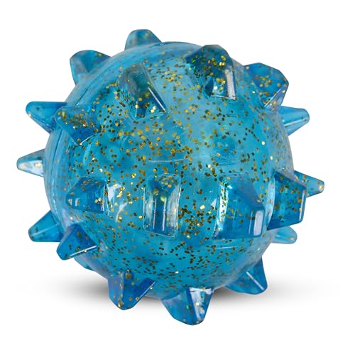 AKC Spiked Glitter Dog Toys – Squeaky TPR Ball & Ring for Dental Health, Vanilla Scented with Erratic Bounce – Durable Textured Chew Toys for Dogs