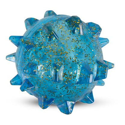AKC Spiked Glitter Dog Toys – Squeaky TPR Ball & Ring for Dental Health, Vanilla Scented with Erratic Bounce – Durable Textured Chew Toys for Dogs