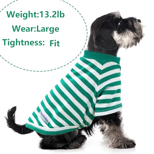 2 Pack Dog Shirt Stripe Dog Clothes for Small Dogs Puppy Clothes Cute Soft Puppy Clothes Bresthable Chihuahua Cat Clothes XS~XXL Pet Clothing (Large) - color: green, size: Large