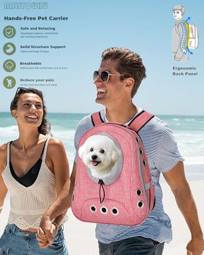 Small Dog Cat Chest Backpack Carrier,Large Space Ventilated Front Facing Backpack Carrier for Puppy,Lightweight Doggy Backpack for Hiking,Camping,Travel,Outdoor,Max 12 lbs(Pink) - color: Pink