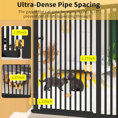 55.1 inch Extra Tall Pet Gate, Extra Wide 29.92"- 43" Adjustable Dog Gates, Pressure Mounted Walk Through Swing Safety Tall Cat Gate for Doorways, Stairs, Kitchen(Black) - color: Black