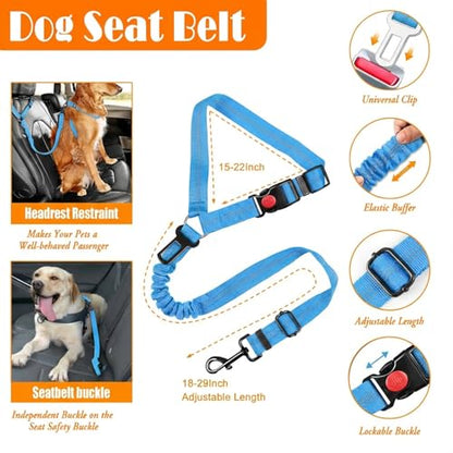 LOBEVE No Pull Dog Harness, Collar & Leash Set | Includes Dog Seat Belt, Collapsible Bowls & Poop Bag Dispenser. Ideal for Training, Walking, Hiking. Fits Small to Large Dogs(Blue-XL) - color: Blue, size: X-Large
