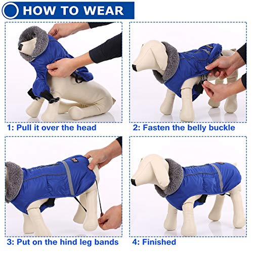 QBLEEV Warm Dog Coat - Reflective & Waterproof Winter Jacket, Turtleneck Pet Clothes with Thick Fleece Lining for Small to Large Dogs - color: Blue, size: Medium