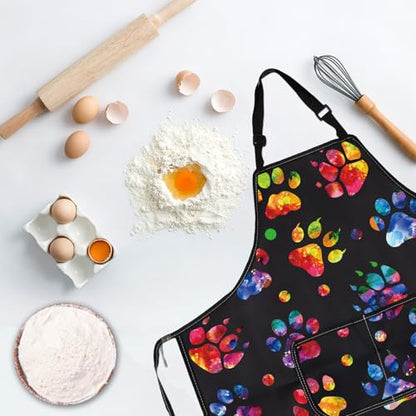 BDPWSS Dog Paw Print Apron Dog Groomer Gift Dog Grooming Waterproof Apron With Pockets Cute Animals Puppy Dog Pets Apron