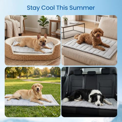 Cooling Mat for Large Dogs, Thick & Reversible Dog Cooling Pad | Breathable Cool Fabric, Durable & Washable Pet Cooling Mat for Crate, Kennel, Floor, Car Seat, Indoor & Outdoor Use in Summer - size: X-Large(48" x 28")