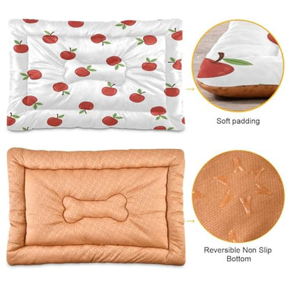 Apples Pattern Pet Bed Mat for Dogs and Cats, Soft Washable Crate Pad with Non-Slip Bottom, Cozy Bed Cushion for Small Medium Large Pets, 18x24 Inch - size: Small