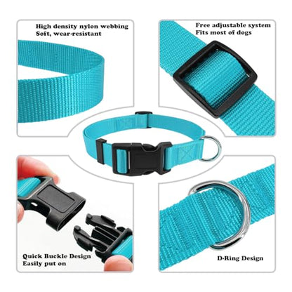 Dog Collar Light Blue Basic Dog Collars with Breathable Quick Release Nylon Pet Collar for Puppy Small Medium Large Dogs Boy - color: Light Blue, size: X-Small,Neck 8-10.5"(Pack of 1)