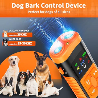 Dog Bark Control Devices - Ultrasonic Anti Barking Deterrent for All Dogs, Pets Gentle Trainer with LCD Screen, 35 ft Range Barkguard Stopper, Portable Humane Behavior Training Tools Indoor Outdoor