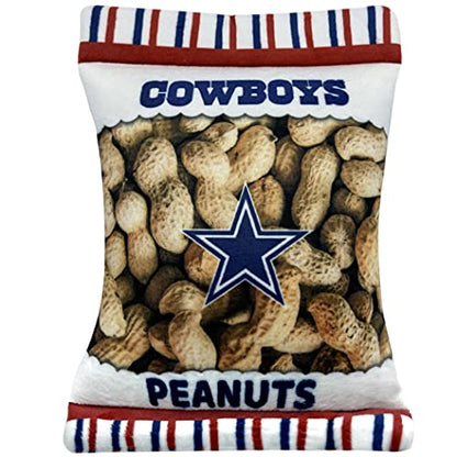 Pets First NFL Dallas Cowboys Crinkle FINE Plush Dog & CAT Squeak Toy - Cutest Stadium Peanuts Snack Plush Toy for Dogs & Cats with Inner Squeaker & Beautiful Baseball Team Name/Logo Small - color: Dallas Cowboys, style: STADIUM PEANUTS SNACK