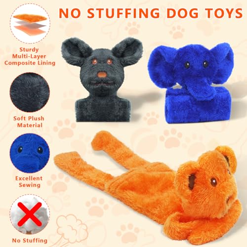 3 Pack No Stuffing Dog Toys, Dog Squeaky Toy to Keep Them Busy, Interactive Crinkle Puppy Toy for Boredom, Christmas Thanksgiving Gift for Small, Medium Dogs