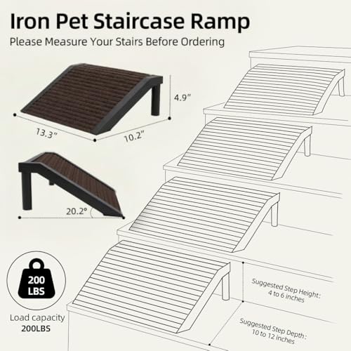Dog Ramp for Stairs – Non-Slip Pet Steps with Locked-in Carpet & Iron Frame, Helps Senior Dogs & Small Breeds Climb Safely (Coffee-4 Pack) - size: Coffee-4 PACK