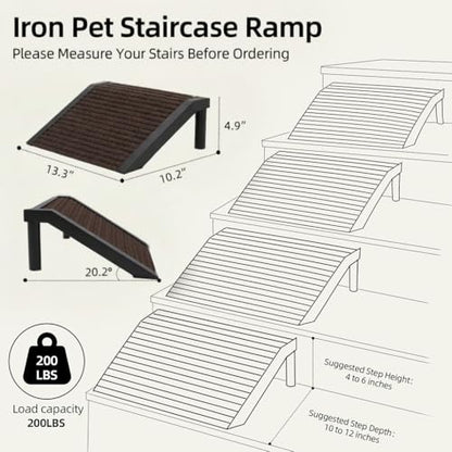 Dog Ramp for Stairs – Non-Slip Pet Steps with Locked-in Carpet & Iron Frame, Helps Senior Dogs & Small Breeds Climb Safely (Coffee-4 Pack) - size: Coffee-4 PACK