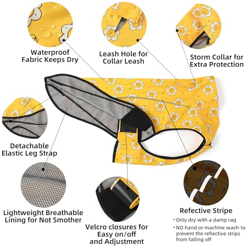 Mile High Life Dog Raincoat, Adjustable Waterproof Reflective Rain Jacket for Small Medium Large Dogs, Lightweight Breathable Pet Rain Coat with Leash Hole(Yellow Sun,XXS Chest 16-19") - color: Yellow Sun, size: XXS Chest 16"-19"