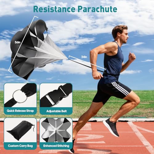 OLIXIS Agility Speed Training Equipment, 20 ft Speed Ladder, 12 Soccer Cones, 4 Agility Hurdles, Jump Rope, Resistance Parachute with Carry Bag, Training Equipment Set for Kids, Youth, Adults, Bule