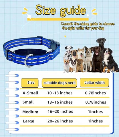 Martingale Dog Collars with Quick Release Buckle, Heavy Duty Nylon Reflective Dog Collar, NO Pull Walking Training Collar for Large, Medium, Small Dogs (Blue, Extra Small) - color: Blue, size: Extra Small