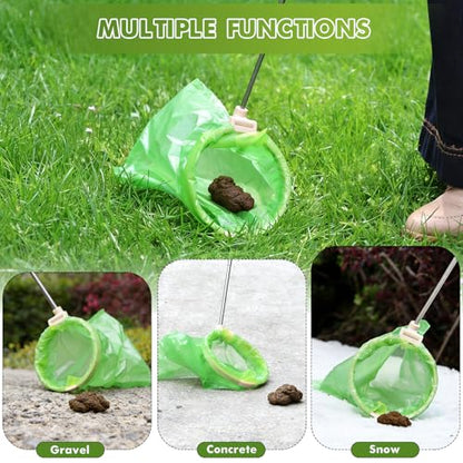 Dog Pooper Scooper, 43" Extendable Pooper Scooper Long Handle with 120 Bags | Portable Poop Scoop for Small Medium Large Dogs, No Touch, Stainless Steel, Lightweight, Foldable, Suit Yard, Park,Wild,City - color: Yellow