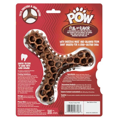 POW Jerky Toughies Tri-Bone Beef Dog Chew, Rawhide-Free & Nylon-Free, Real Beef & Collagen, Dental Texture, for Moderate Chewers and Dogs Over 30 lbs, 1 Count
