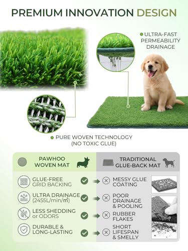 1.2'' Thick Woven Fake Grass Mat for Dog, Glue-Free Artificial Turf Potty Training Pad with Fast Drainage, Machine Washable Pet Pee Pad, Indoor Outdoor Non-Toxic Rug (Large) - size: 23.5'' x 35.5''（Large）