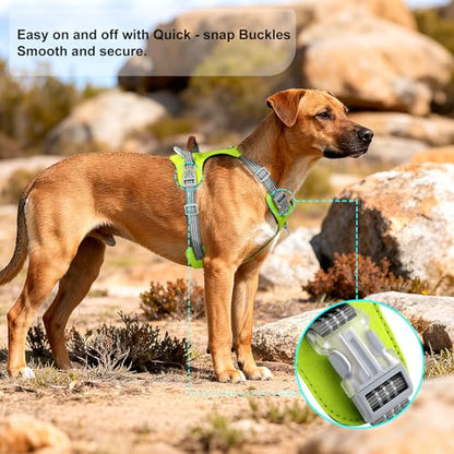 No Pull Dog Harness – Adjustable Reflective Nylon Vest for Small Medium Large Dogs, Escape Proof Training Harness with Leather Control Handle, Lightweight Aluminum Hardware (Green, XL) - color: Green, size: XL