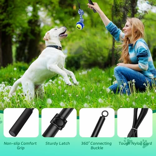 Flirt Pole for Dogs, Interactive Toys Tug-of-war for Pet, Durable Teaser Wand, Chase Toys with Rope Chewing Sticks, for Outdoor Exercise & Training - size: 2 switch-40.2Inch