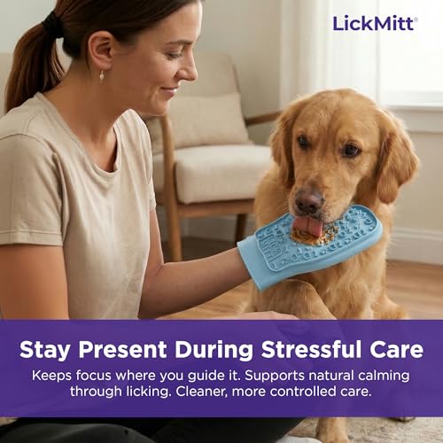 Lixy Pet LickMitt – Dual-Sided Calming & Grooming Mitt for Dogs and Cats – Human-Held Silicone Treat Mitt for Anxiety Relief, Bonding & Shedding – BPA-Free, Food-Grade, Easy Clean – Blue - color: Blue