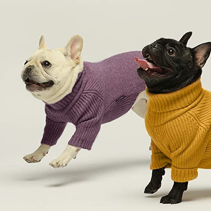 Fitwarm Thermal Knitted Dog Sweater Doggy Winter Coat Pet Clothes Doggie Turtleneck Jacket Puppy Outfits Cat Sweatsuit Lavender Purple Small - color: Purple, size: Small