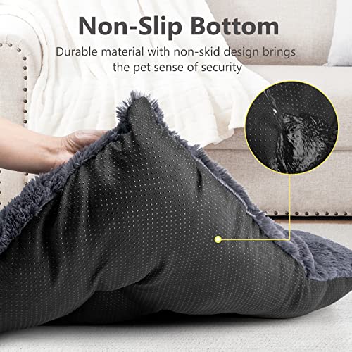 JOEJOY Large Dog Bed Crate Pad, Deluxe Plush Washable Dog Beds Fulffy Soft Kennel Pad Anti-Slip Pet Sleeping Mat for Extra Large Medium Small Dogs, 47" x 29", Grey - color: Dark Grey, size: XXL(47"x29"x4")