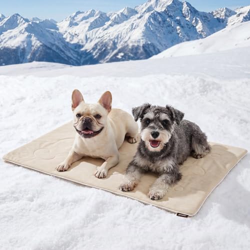 ZOMISIA Cooling Blanket for Medium Dogs - Washable Dog Cooling Mat for Hot Weather, Travel Soft Pet Summer Essentials, Khaki, 30"x40" - color: Khaki, size: M(30x40")