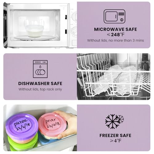 TOFLEN Reusable Small Freezer Containers 5 Oz Plastic Food Storage Containers with Screw On Lids, Leakproof & Airtight, Freezer Safe, Dishwasher Safe, Set of 12 Multicolor - size: 5 oz*12