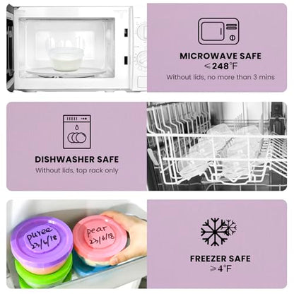 TOFLEN Reusable Small Freezer Containers 5 Oz Plastic Food Storage Containers with Screw On Lids, Leakproof & Airtight, Freezer Safe, Dishwasher Safe, Set of 12 Multicolor - size: 5 oz*12