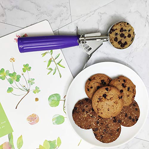 Cookie Scoop - #30 (1.22 oz) - Disher, Portion Scoop, Food Scoop - Portion Control - 18/8 Stainless Steel, Purple Handle - size: #30/ 1.22 oz