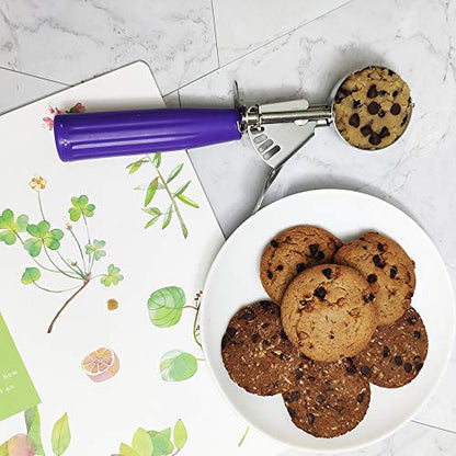 Cookie Scoop - #30 (1.22 oz) - Disher, Portion Scoop, Food Scoop - Portion Control - 18/8 Stainless Steel, Purple Handle - size: #30/ 1.22 oz