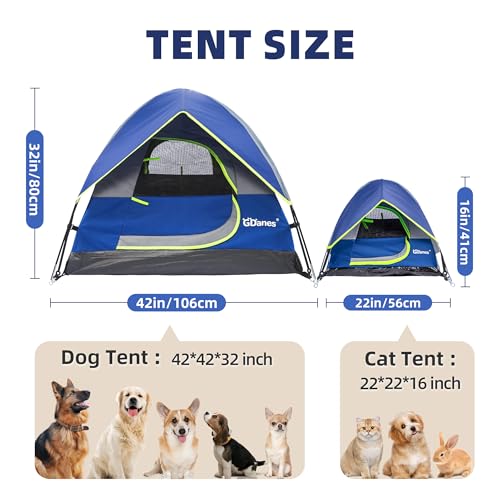 GDanes Blue Dog Tent House - Portable Indoor/Outdoor Dog Bed with Soft Pad for Large Dogs, 42 x 42 x 32 Inches - style: Blue