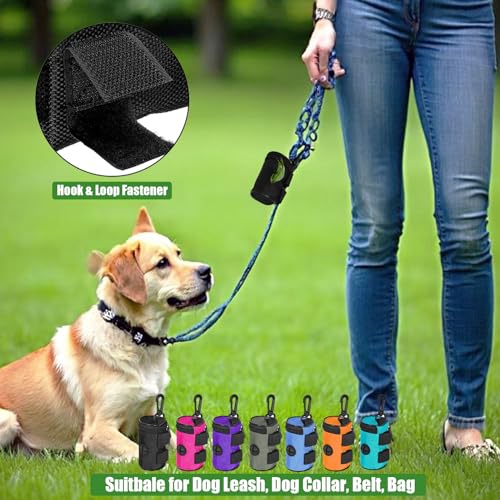 Dog Poop Bag Holder for Leash Attachment - Waste Bag Dispenser for Leash - Fits Any Dog Leash - Portable Set with Hand Free Holder Metal Carrier, Round Shape, Pink - color: Pink