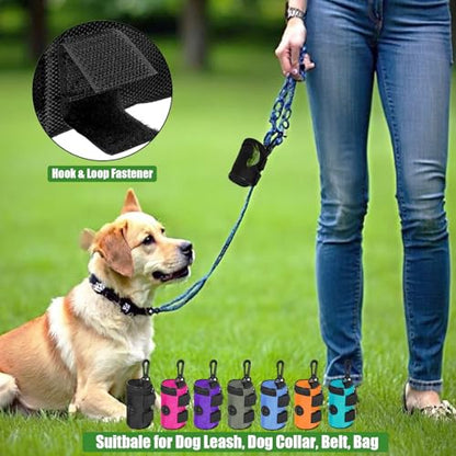Dog Poop Bag Holder for Leash Attachment - Waste Bag Dispenser for Leash - Fits Any Dog Leash - Portable Set with Hand Free Holder Metal Carrier, Round Shape, Pink - color: Pink