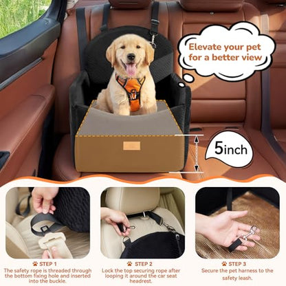 Dog Car Seat for Medium/Small Dogs, Dog Booster Car Seat, Pet Booster Seats Up to 40lbs with Waterproof Layer, 3 Storage Pockets and Safety Belt (Black) - color: Black