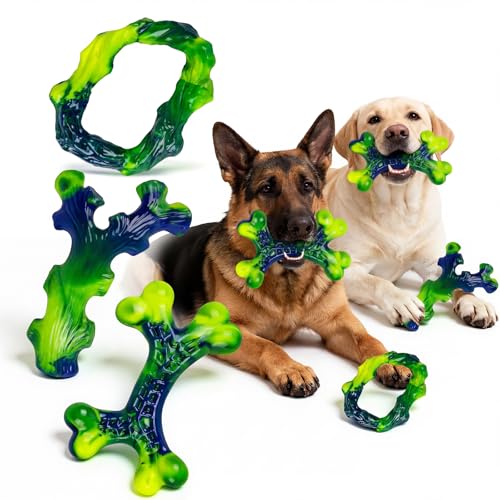 Frienhund 6-Pack Indestructible Dog Toys for Large Breed: Dog Toys for Aggressive Chewers, Durable Nylon Bone for Large Dogs, Dog, Peanut Butter Flavor - color: Green-6-Pack