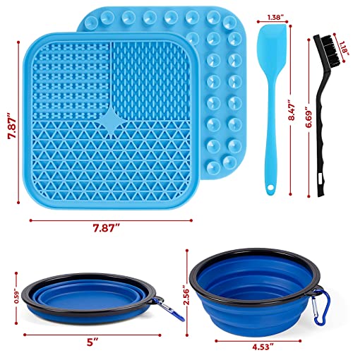 NearHome Lick mat for dog and cat with suction cup and silicone bowl-Extra spoon and brush,3 part for peanut butter,yogurts and different foods,Boredom and Anxiety Reducer,Perfect for Bathing Grooming
