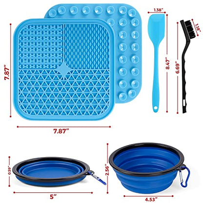 NearHome Lick mat for dog and cat with suction cup and silicone bowl-Extra spoon and brush,3 part for peanut butter,yogurts and different foods,Boredom and Anxiety Reducer,Perfect for Bathing Grooming
