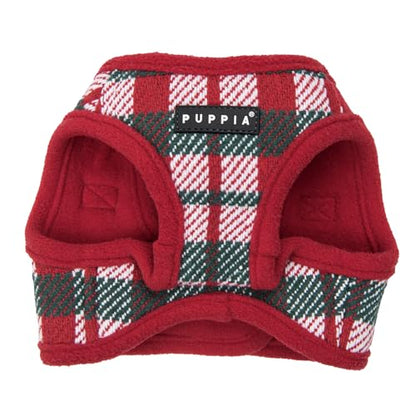 Puppia Festive Vest Dog Harness Step-in Warm Winter Checkered Pattern for Small and Medium Dog, Red, Small - color: Red, size: Small