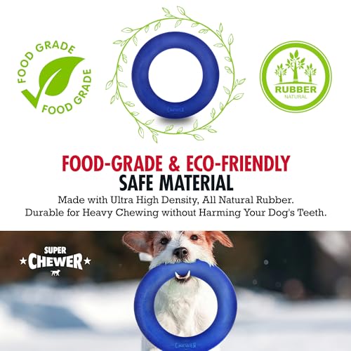 Tuff Pupper SuperChewer Tough Dog Ring Toy | Lifetime Replacement | Strong Natural Rubber | Chew Toys for Aggressive Chewers | Durable Tug Play | Strong Dog Ring Toy | Large Breed Tested - size: Large