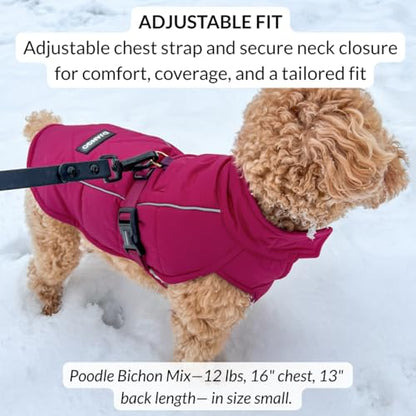 DJANGO Insulated Puffer Dog Jacket with Harness Hole – Warm, Water-Repellent Winter Dog Coat Large Dogs – Adjustable, Reflective Cold Weather Dog Apparel for Fall, Snow, Rain – Hibiscus Pink, X-Large - color: Hibiscus Pink, size: X-Large