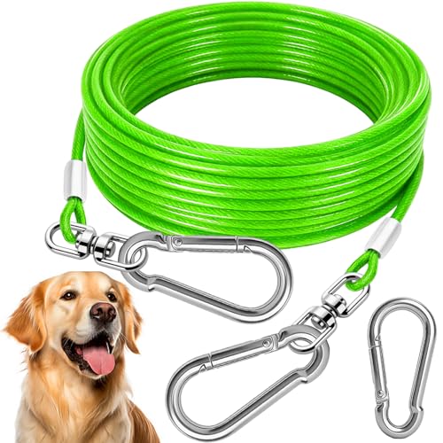 Dog Tie Out Cable - Heavy Duty Dog Chain for Yard, Blue/Purple/Green/Pink Outdoor Tether & Leash, 10/15/20/30Ft,Lead for Dogs Outside - color: Green, size: 10FT