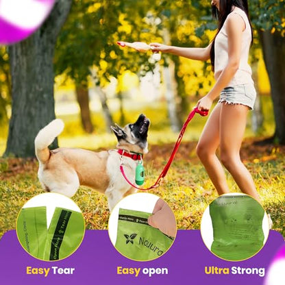 Dog Poop Bags-150 Counts with Leash Dispenser (10 Rolls), Biodegradable Poop Bags, Eco-friendly and Easy to Open, Thick Dog Waste Bags (Green) - color: Green, size: 1 Count (Pack of 150)
