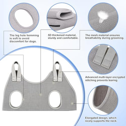 Kkiimatt Dog Grooming Hammock Harness,XXX-Large Silver Grey Grooming Sling for Giant Dogs,Dog Hanger Holder Restraint for Nail Trimming, Hanging Harness Hammock for Nail Clipping - size: XXXL (140 LB Max) Silver Grey 20-31in