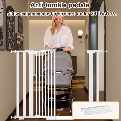 30"-62.5" Extra Wide Baby Gate for Doorways/Hallways,Pressure-Mounted Dog Gate Indoor for Stairs, Auto Close Pet Door for Child/pet Proof Safety, No Need Drilling, White - size: White30''-62.5''Wide